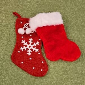 Christmas Stockings Snowflake Design & Plush With Puff Balls